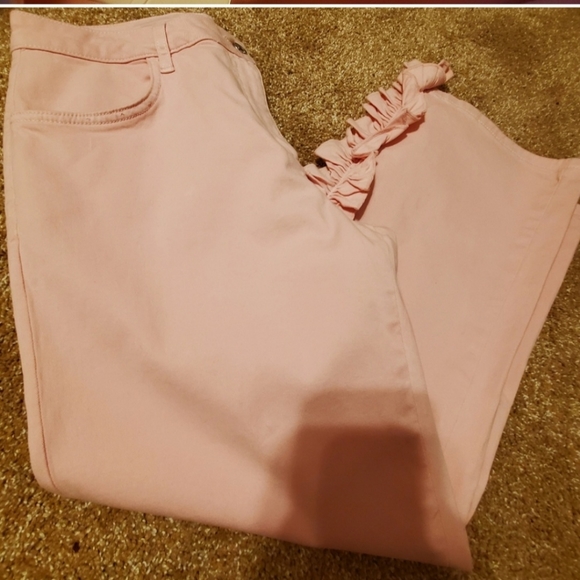 NWT / ZARA- Pink Barbie Core Capri Ruffle A Line Pants- Large - Picture 14 of 14